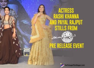 Actress Rashi Khanna And Payal Rajput Stills From Venky Mama Pre Release Event