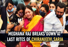 Meghana Raj Is Inconsolable As Family Performs Last Rites To Bid Adieu To Chiranjeevi Sarja 