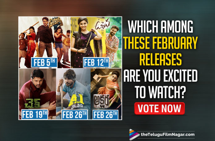 Movie Releases In February 2021 : Which Among These Are You Excited To Watch: Vote Now,Telugu Filmnagar,Latest Telugu Movies News,Telugu Film News 2021,Tollywood Movie Updates,Latest Tollywood News,Movie Releases In February 2021,Movie Releases In February,Movie Releases,Telugu Movie Releases,Tollywood Movie Releases,Tollywood Movie Releases In Feb,Which Among These February Releases Are You Excited To Watch,POLL,TFN POLL,Akshara,Uppena,Check,A1 Express,Zombie Reddy,Movies In February,Latest Movie Releases,Tollywood Movies In February