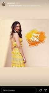 Rakul Preet Holi wishes 