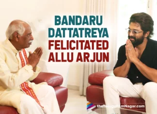 Haryana Governor Bandaru Dattatreya Felicitated Allu Arjun On Winning The National Award