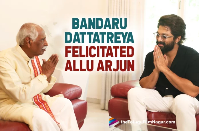 Haryana Governor Bandaru Dattatreya Felicitated Allu Arjun On Winning The National Award